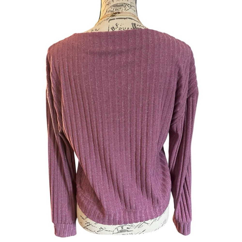 Mauve ribbed cardigan - Picture 4 of 7